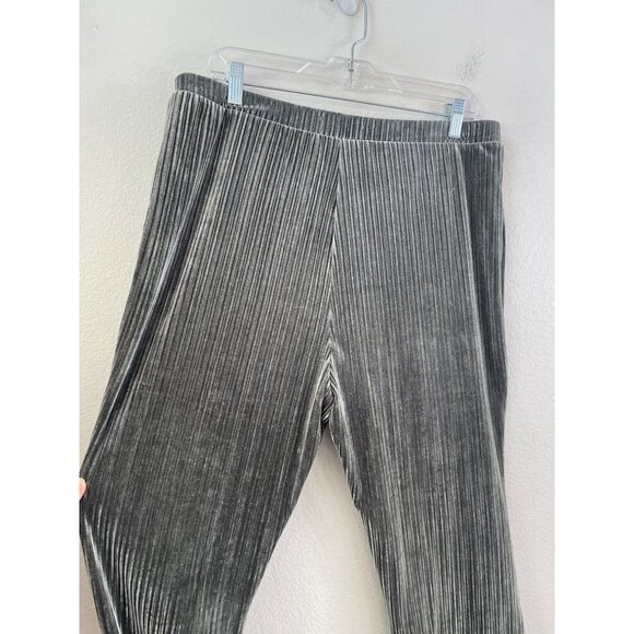Natural Life Womens XL Grey Ribbed Velour Flare Bell Botton Pants Elastic Waist - Picture 8 of 8